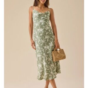 Altar'd State Sage Green Floral Midi Dress